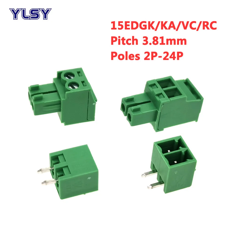 10pcs Pitch Screw Plug-in PCB Terminal Block Pluggable Wire Connector male/female 3.81mm 15EDGK/KA/VC/RC 2-24Pin Morsettiera 8A
10pcs Pitch Screw Plug-in PCB Terminal Block Pluggable Wire Connector male/female 3.81mm 15EDGK/KA/VC/RC 2-24Pin Morsettiera 8A