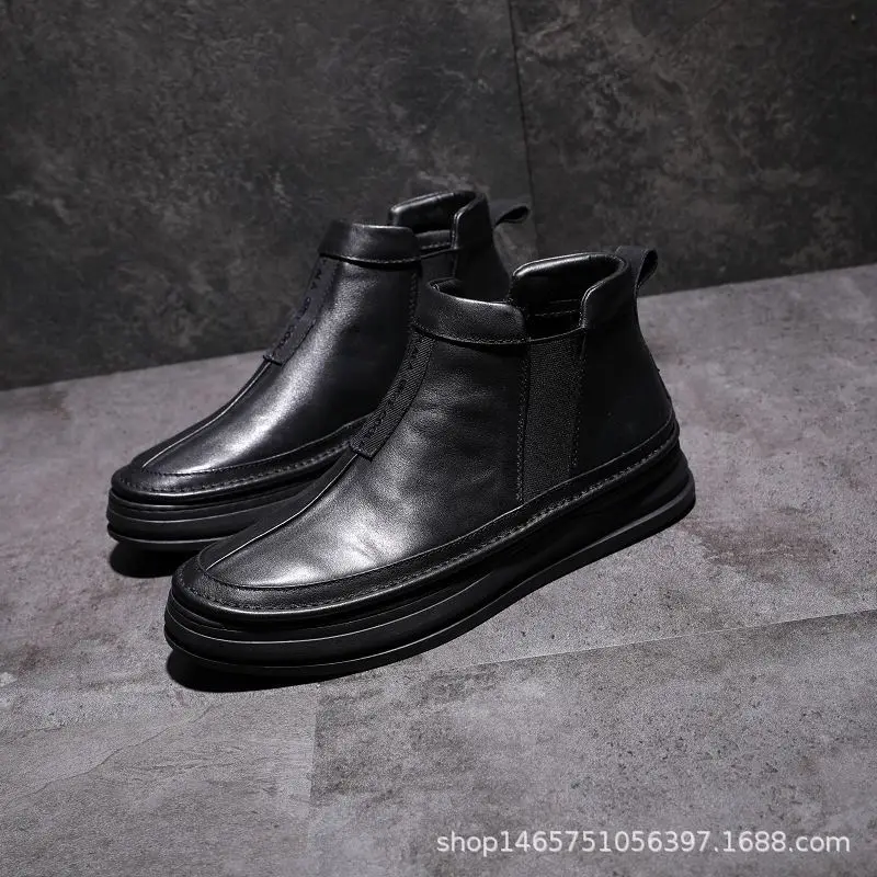 2019 New Style Cowhide Short Boots Men's Genuine Leather Black Versatile Trend Simple Slip-on Casual Leather Boot
2019 New Style Cowhide Short Boots Men's Genuine Leather Black Versatile Trend Simple Slip-on Casual Leather Boot