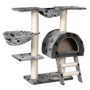 Cat Tree 105 cm Grey with Paw Prints 2 Scratching Posts Cat Scratches Multi-level Play Center Fully Functional Cat Gym Small Cat
Cat Tree 105 cm Grey with Paw Prints 2 Scratching Posts Cat Scratches Multi-level Play Center Fully Functional Cat Gym Small Cat