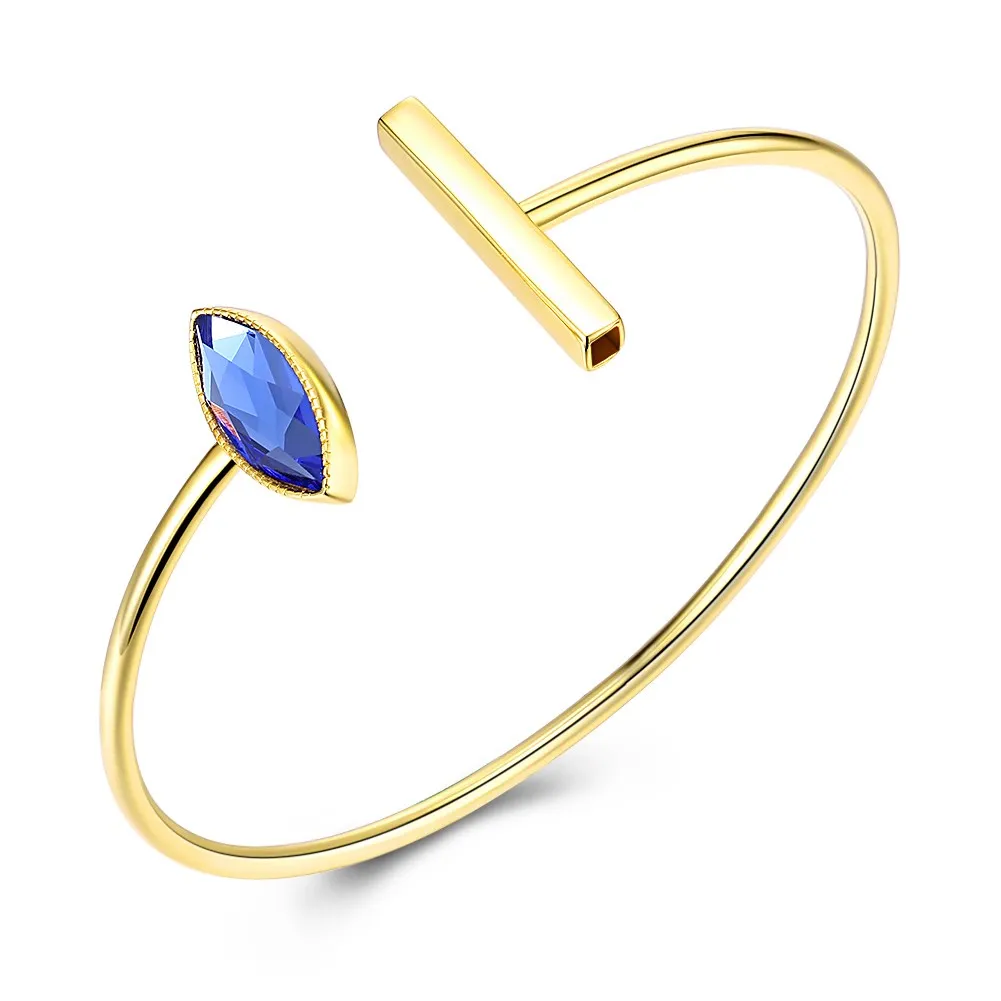 European and American Golden Open Crystal Bracelet Blue Water Drop Bracelet Sterling Silver Romantic Adjustable Wedding Jewelry
European and American Golden Open Crystal Bracelet Blue Water Drop Bracelet Sterling Silver Romantic Adjustable Wedding Jewelry