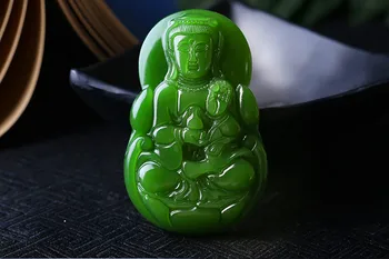 Xinjiang and Tian spinach green jade sitting in Guanyin pendant man
Xinjiang and Tian spinach green jade sitting in Guanyin pendant man