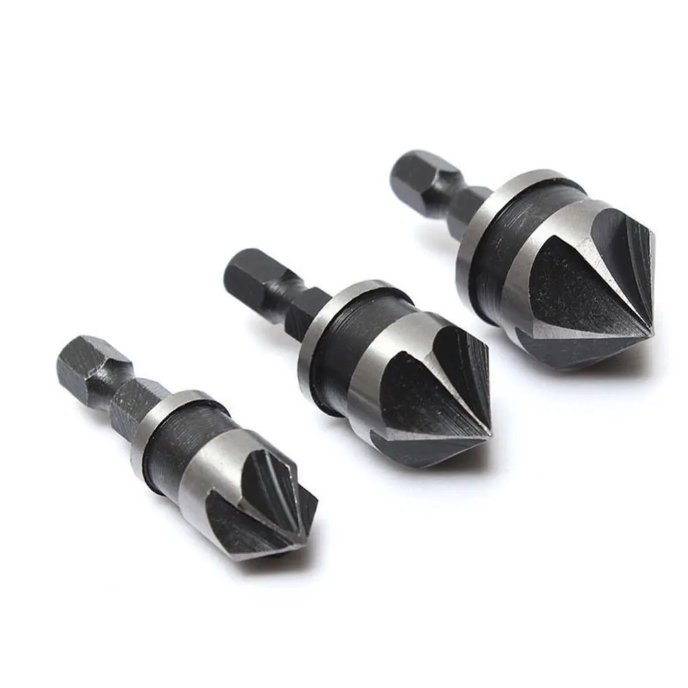 3pcs 5 Flute 90 Degree 1/4 Hex Shank Countersink Drill Bit Woodworking Counter Sink Chamfering Debur Tool Set 12/1/19mm
3pcs 5 Flute 90 Degree 1/4 Hex Shank Countersink Drill Bit Woodworking Counter Sink Chamfering Debur Tool Set 12/1/19mm