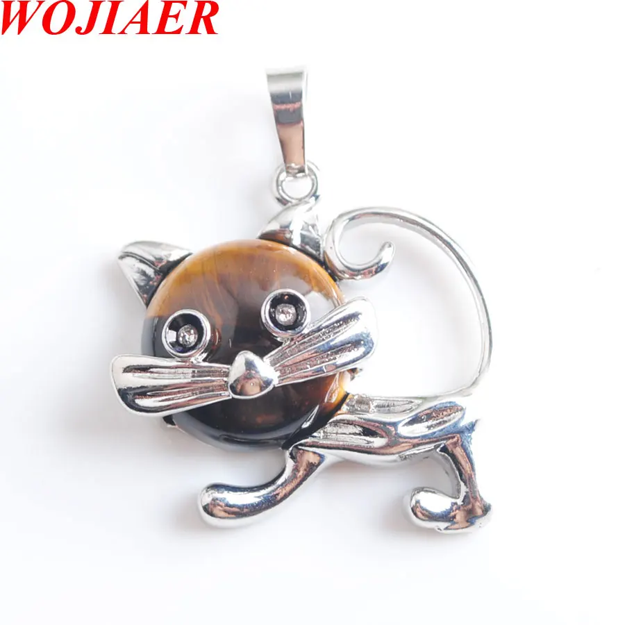 WOJIAER New Cute Animal Cat Pendant & Necklaces bead Round Natural Tiger s Eye Gem Stone Fashion Jewelry for Women LN8023
WOJIAER New Cute Animal Cat Pendant & Necklaces bead Round Natural Tiger s Eye Gem Stone Fashion Jewelry for Women LN8023