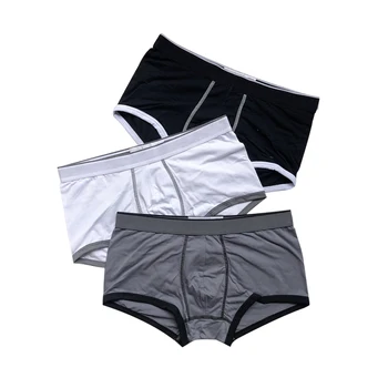 

3pcs black/white/gray calssical business men's boxers male casual cotton short boxer for man panties bud-201