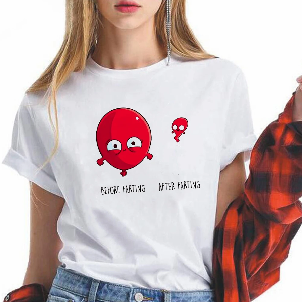 Modern Girl Popular Style Women T-shirt Funny Balloon Berore Farting and After Farting Print Tops Streetwear O-neck Tshirt
Modern Girl Popular Style Women T-shirt Funny Balloon Berore Farting and After Farting Print Tops Streetwear O-neck Tshirt