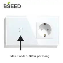 BSEED Mvava Touch Light Switch 1 Gang 2 Gang 3 Gang With EU Standard Socket Plug Black White Gold Crystal Glass Panel Switch 16A
BSEED Mvava Touch Light Switch 1 Gang 2 Gang 3 Gang With EU Standard Socket Plug Black White Gold Crystal Glass Panel Switch 16A