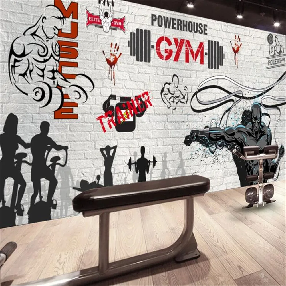 

Milofi custom 3D mural wallpaper personality boxing brick wall graffiti sports fitness club image wall background wall