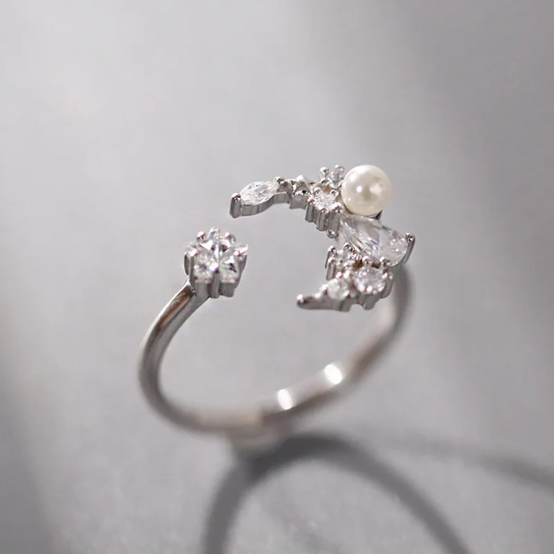 Cute Moon and Star Adjustable Rings 925 Imitation Pearl Rings with Zircon Bling Stone For Women Fashion Jewelry
Cute Moon and Star Adjustable Rings 925 Imitation Pearl Rings with Zircon Bling Stone For Women Fashion Jewelry