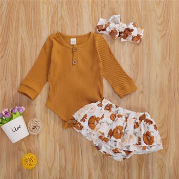 Spring Autumn Baby Girls Clothing Sets Newborn Infant Kids Girls Long Sleeve Button Rompers+Floral Tutu Shorts Skirts+Headband
Spring Autumn Baby Girls Clothing Sets Newborn Infant Kids Girls Long Sleeve Button Rompers+Floral Tutu Shorts Skirts+Headband