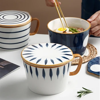Ceramic Instant Noodle Bowl With Handle And Lid Home Ramen Bowl Salad Japanese-Style Tableware Creativity Instant Noodle Bowl
Ceramic Instant Noodle Bowl With Handle And Lid Home Ramen Bowl Salad Japanese-Style Tableware Creativity Instant Noodle Bowl