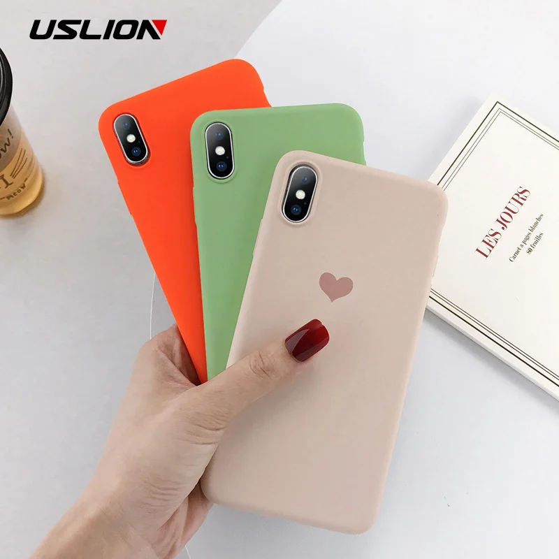 USLION Love Heart Soft Phone Case For iPhone X XR Xs Max Candy Color Cases For iPhone 6 6s 7 8 Plus TPU Silicone Cover Fundas
USLION Love Heart Soft Phone Case For iPhone X XR Xs Max Candy Color Cases For iPhone 6 6s 7 8 Plus TPU Silicone Cover Fundas