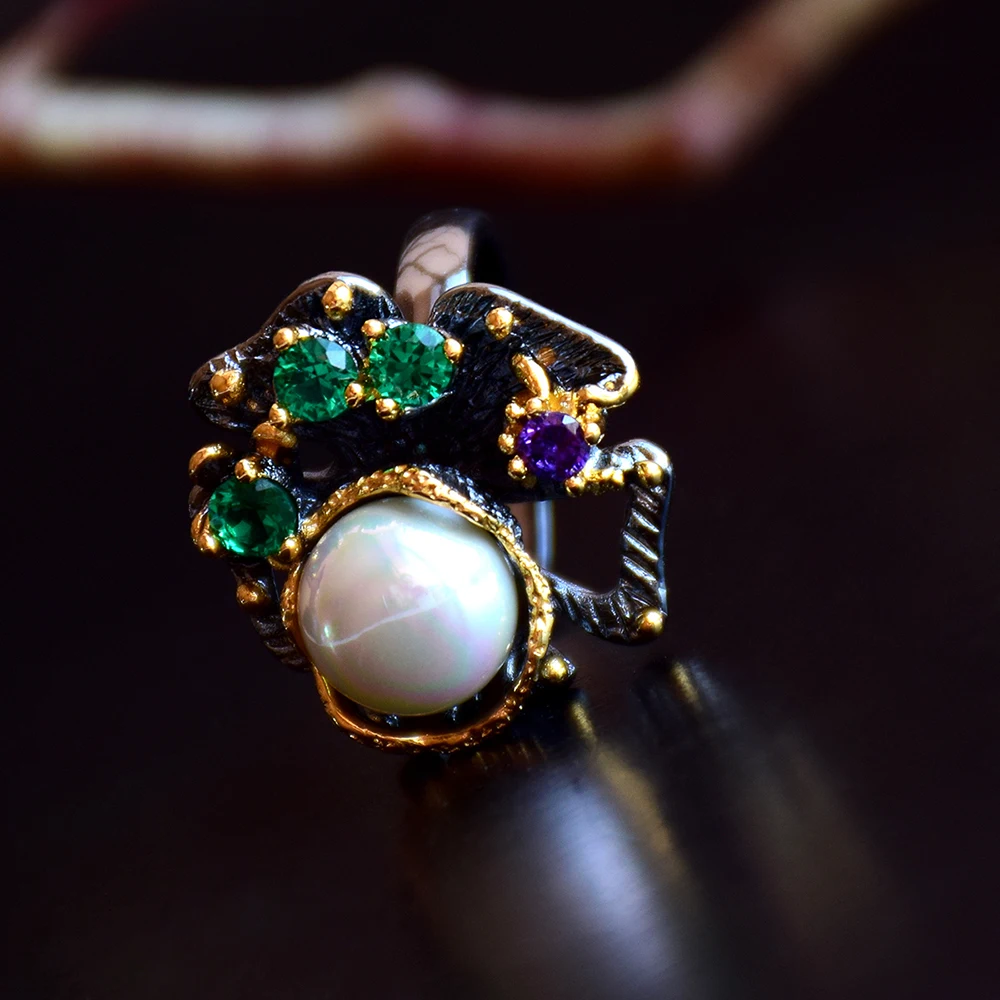 Pearl ring color stone (5)