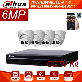 

Dahua 6MP 8+4 Security CCTV Camera Kit With NVR2108HS-8P-4KS2 IP Camera IPC-HDBW4631C-A P2P Surveillance System Easy To Install