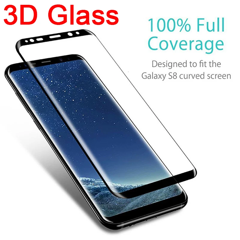 Изогнутое закаленное стекло с полным покрытием для Samsung Galaxy S9 S8 Plus защитное