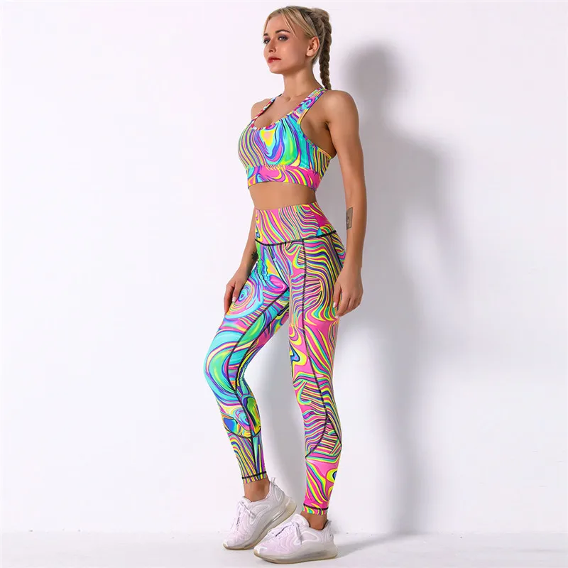 Women Printed Colorful Leggings Geometry Print Running Yoga Suits Sportswear High Waist Fitness Leggings Sports Set Gym Suit New Women Printed Colorful Leggings Geometry Print Running Yoga Suits Sportswear High Waist Fitness Leggings Sports Set Gym Suit New