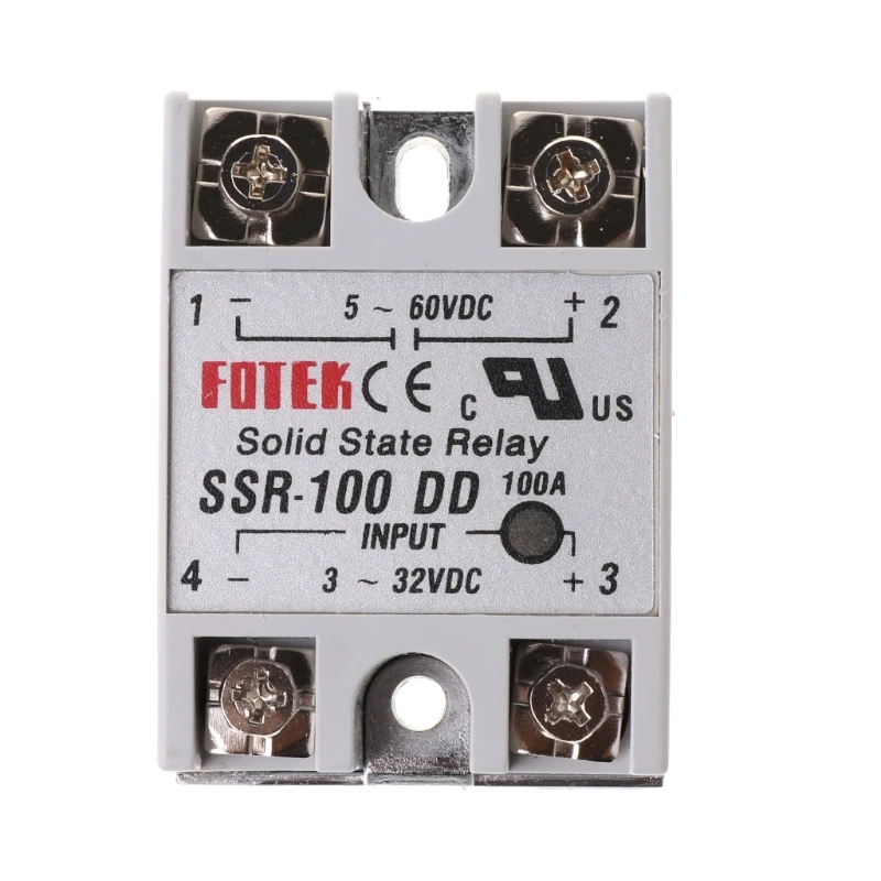 SSR-100 DD Solid State Relay Module 100A 3-32V DC Input 5-60V DC Output Relay
SSR-100 DD Solid State Relay Module 100A 3-32V DC Input 5-60V DC Output Relay