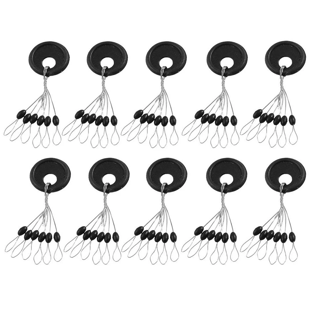 60Pcs 10Set S M L Black Rubber Space Beans Oval Stopper Fishing Bobber Float Catfish Flotador Folat Line Stops | Спорт и развлечения