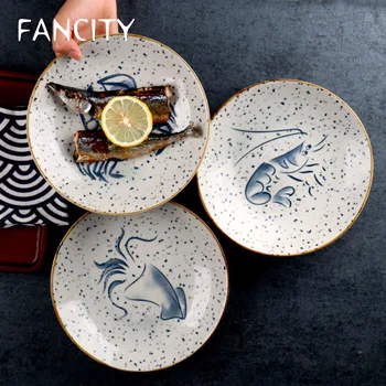 FANCITY Japanese-style retro ceramic dish underglaze color deep plate home dinner plate fruit plate salad plate restaurant dish 
FANCITY Japanese-style retro ceramic dish underglaze color deep plate home dinner plate fruit plate salad plate restaurant dish