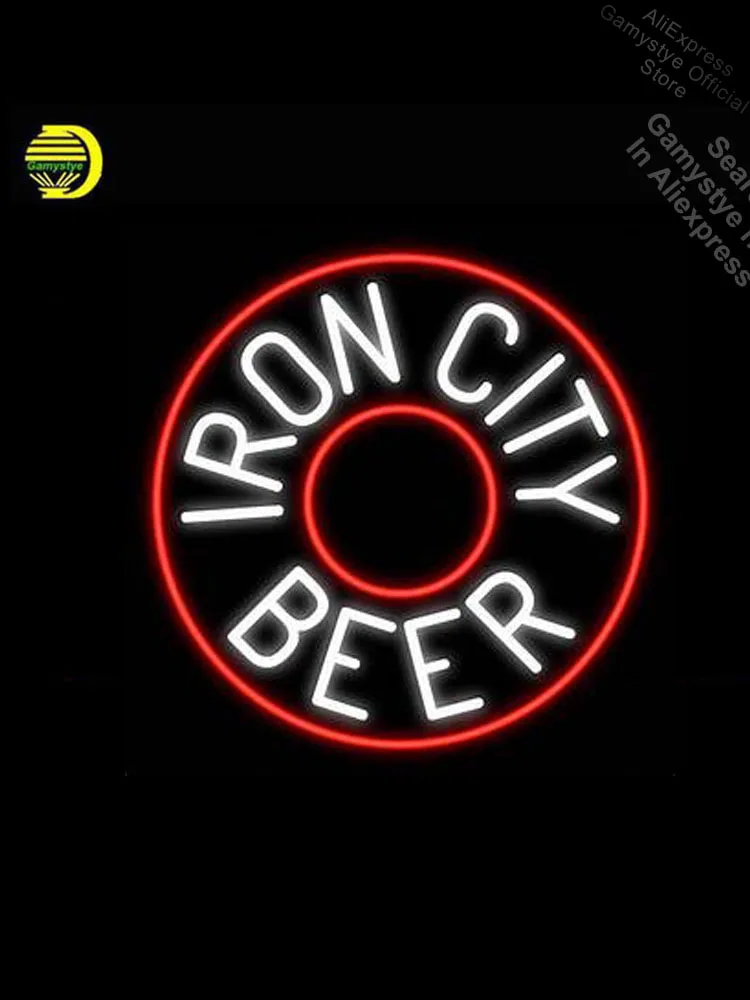 Iron City Beer Neon Light Sign GLASS Tube Handcraft Bar Lighted Garage SignsEnseign Lumineuse | Освещение