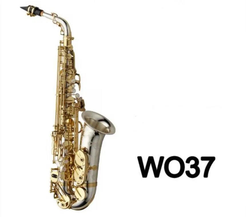 

2019 High Quality Brand NEW A-WO37 Alto Saxophone Eb Tune Silver plating Gold Key Professional Sax Mouthpiece Free