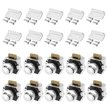10 Pcs Push Button Keyless Lock Latch Cupboard Caravan Lock for RV Drawer Cabinet Doors Thickness 15-27mm
10 Pcs Push Button Keyless Lock Latch Cupboard Caravan Lock for RV Drawer Cabinet Doors Thickness 15-27mm