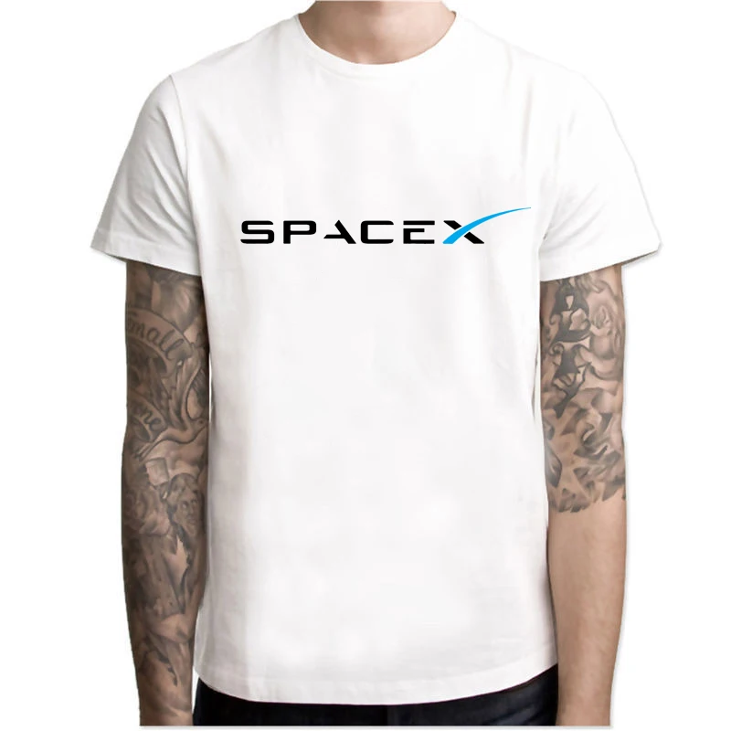Мужская футболка с принтом Space X повседневные дизайнерские футболки Тесла из