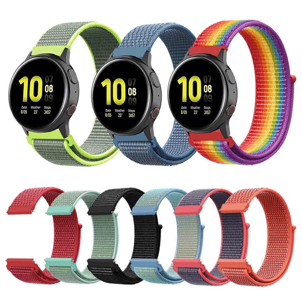 Тканый нейлоновый ремешок для samsung Galaxy Watch Active2 40 мм 44 SM-R820 R830/Active 2 Band Браслет gear S3/S2
