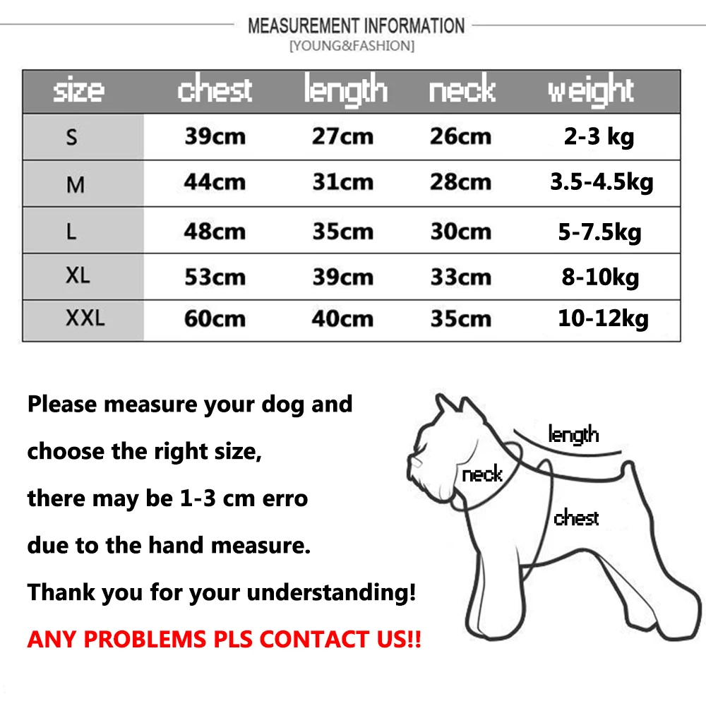 size of dog sweater