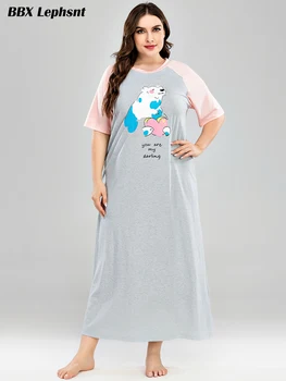 2020 New Big Size Women Summer Sleepshirts O-Neck Patchwork Short sleeves Home dress Female cartoon Print Loose Nightdress
2020 New Big Size Women Summer Sleepshirts O-Neck Patchwork Short sleeves Home dress Female cartoon Print Loose Nightdress