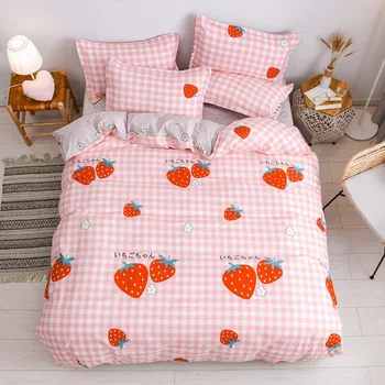 Reactive printed strawberry 3/4/5pcs bedding set king queen full single family size bed linen set
Reactive printed strawberry 3/4/5pcs bedding set king queen full single family size bed linen set