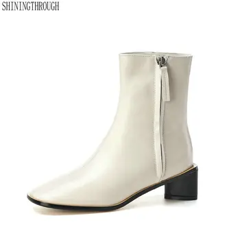 Genuine leather 5cm high heels Ankle women Boots Ladies square Toe Basic Boots Party Wedding dress pumps large size 42 43
Genuine leather 5cm high heels Ankle women Boots Ladies square Toe Basic Boots Party Wedding dress pumps large size 42 43