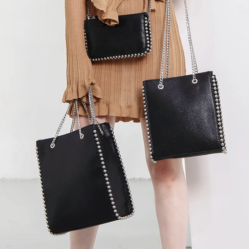 Retro Chains Rivet Large Capacity Tote Designer Bead Women Shoulder Bags Luxury PU Leather Messenger Bag Lady Big Bucket Purses
Retro Chains Rivet Large Capacity Tote Designer Bead Women Shoulder Bags Luxury PU Leather Messenger Bag Lady Big Bucket Purses