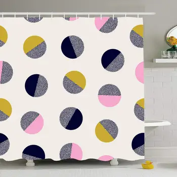 Shower Curtain Set with Hooks 72x78 Modern Stylish Pattern Navy Blue Retro Pink Abstract Textures Geometric Ochre Circle On
Shower Curtain Set with Hooks 72x78 Modern Stylish Pattern Navy Blue Retro Pink Abstract Textures Geometric Ochre Circle On