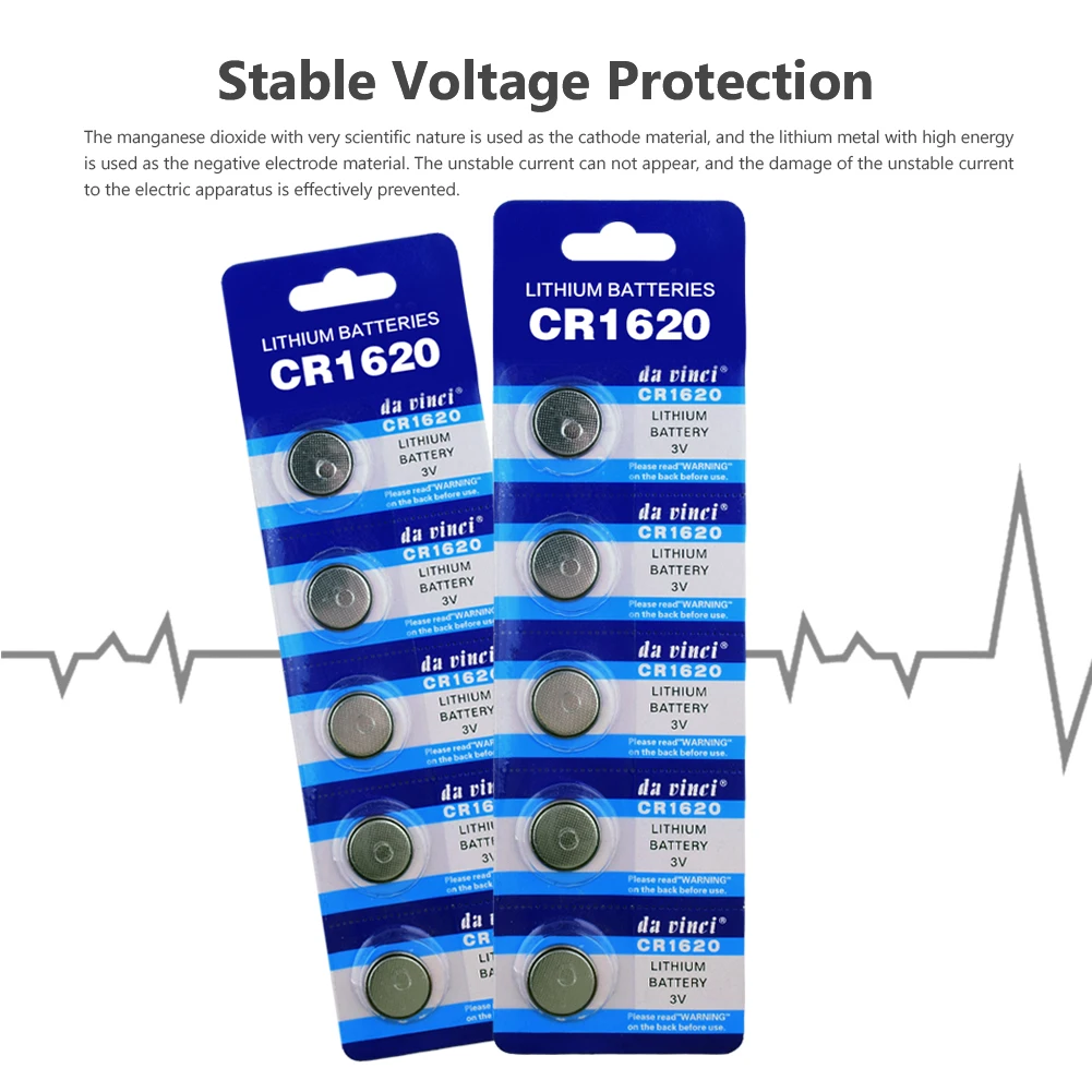 5Pcs/Pack 3Volt CR1620 Button Batteries ECR1620 DL1620 5009LC For Electronic instruments Camcorders Cell Coin Lithium Battery