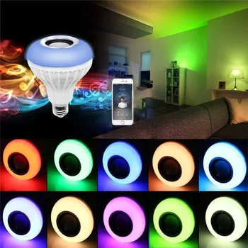 New E27 Wireless Bluetooth Speaker 12W RGB Bulb LED Lamp 110V 220V Smart Led Light Music Player Audio with Remote Control GQ999
New E27 Wireless Bluetooth Speaker 12W RGB Bulb LED Lamp 110V 220V Smart Led Light Music Player Audio with Remote Control GQ999