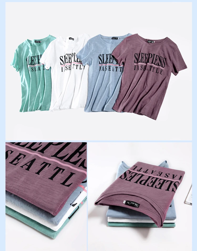 New 95% Cotton letter Women T-shirt Summer Short Sleeve Round Neck Harajuku Printing Tee Women Casual Fashion Female Tops