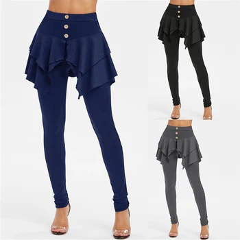 Women Solid Color Ruffle Irregular High Waist Long Pants Layered 3-Button Mini Skirt H9
Women Solid Color Ruffle Irregular High Waist Long Pants Layered 3-Button Mini Skirt H9
