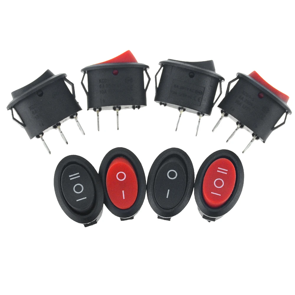 Овальный кнопочный клавишный выключатель 5 шт. 25x16 мм 6 А 250 В 10 125 переменного тока