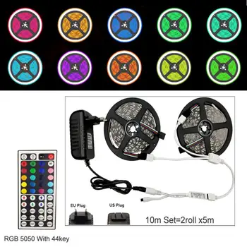 5M 10M Waterproof Flexible LED Strip Light 10 Meters LED 5050 RGB Colorful Soft Strip Lights With 44-key Remote Control Set 12V
5M 10M Waterproof Flexible LED Strip Light 10 Meters LED 5050 RGB Colorful Soft Strip Lights With 44-key Remote Control Set 12V
