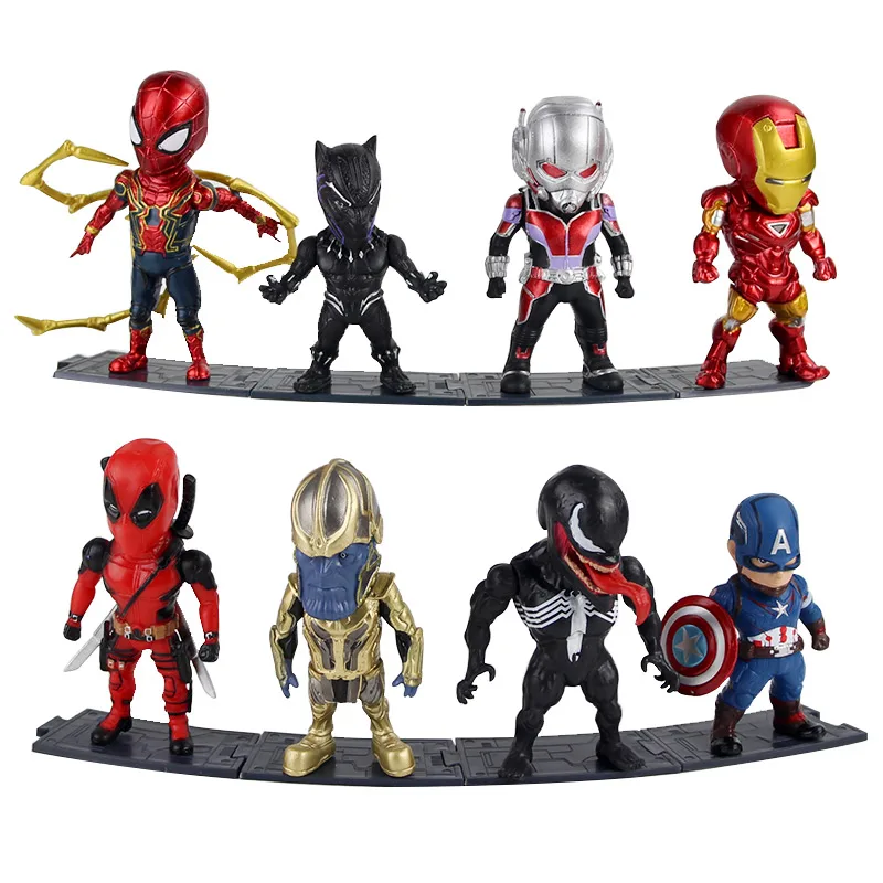 8pcs/lot Avengers Superhero Deadpool Spiderman Ironman Venom Black Panther Captain America PVC Action Figure Model Toys Doll
8pcs/lot Avengers Superhero Deadpool Spiderman Ironman Venom Black Panther Captain America PVC Action Figure Model Toys Doll
