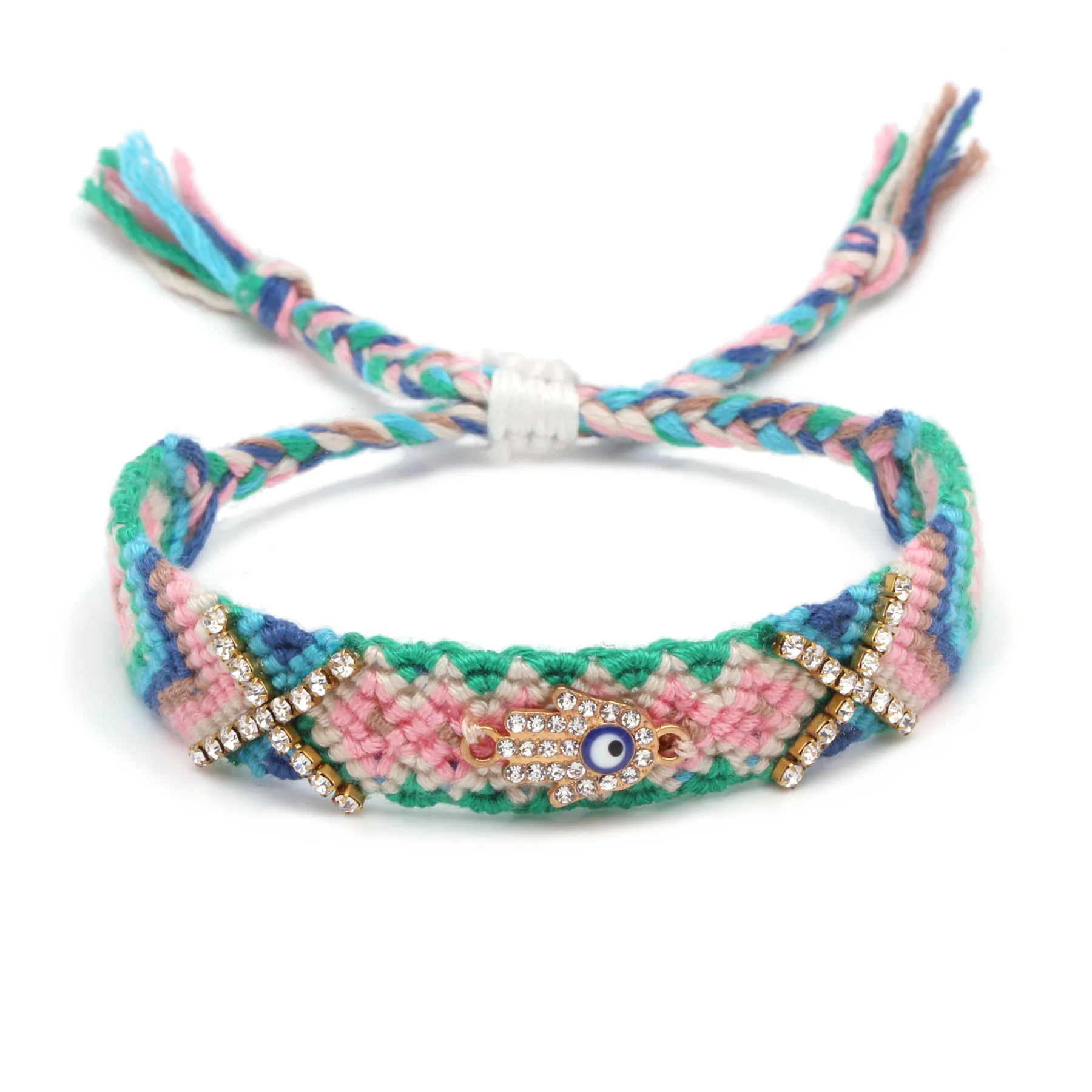 Boho Chic Aureate Diamante Hamsa Hand Lucky Charm Woven Friendship Bracelet Women Men X Sparkling Crystal Green Knotted Jewelry
Boho Chic Aureate Diamante Hamsa Hand Lucky Charm Woven Friendship Bracelet Women Men X Sparkling Crystal Green Knotted Jewelry