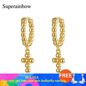 SUPERAINBOW 925 Sterling Silver Beads Hoop Earrings For Women Girl Gold Cartilage Jewelry Cross Charm Earrings SR-E226
SUPERAINBOW 925 Sterling Silver Beads Hoop Earrings For Women Girl Gold Cartilage Jewelry Cross Charm Earrings SR-E226