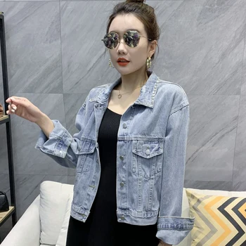 fashion The New Loose Hole Diamond Wash All-match Denim jacket Free shipping 
fashion The New Loose Hole Diamond Wash All-match Denim jacket Free shipping