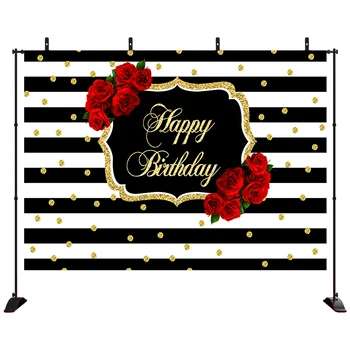 Happy Birthday Backdrop Golden Dots Rose flower Stripes Photography Background Women Bday Party Banner Photo Booth Studio Props
Happy Birthday Backdrop Golden Dots Rose flower Stripes Photography Background Women Bday Party Banner Photo Booth Studio Props
