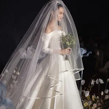 Vintage Long Veil Wedding Accessories Bridal Ivory Marriage Stole Met Zilveren Zoom Ribbon Edge фата для невесты
Vintage Long Veil Wedding Accessories Bridal Ivory Marriage Stole Met Zilveren Zoom Ribbon Edge фата для невесты