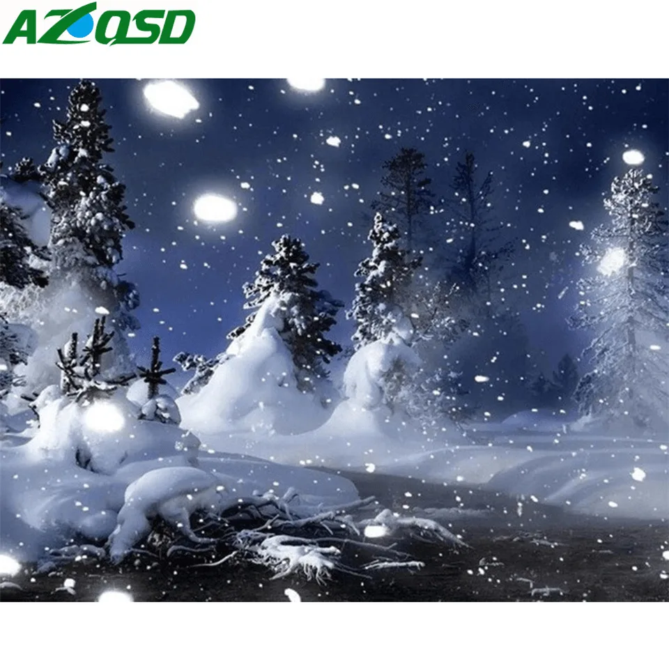 AZQSD Full Drill Diamond Painting Winter Scenery Diamond Embroidery Full Set Picture Of Rhinestones Snow Handmade Crafts Kit
AZQSD Full Drill Diamond Painting Winter Scenery Diamond Embroidery Full Set Picture Of Rhinestones Snow Handmade Crafts Kit