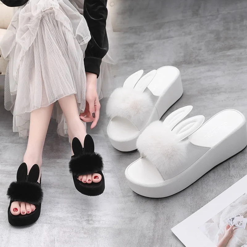 New Cute Platform Slippers Women Rabbit Design Flat Slides Faux Fur Slip On Solid Creepers Increasing Casual Shoes AEZLZ125
New Cute Platform Slippers Women Rabbit Design Flat Slides Faux Fur Slip On Solid Creepers Increasing Casual Shoes AEZLZ125