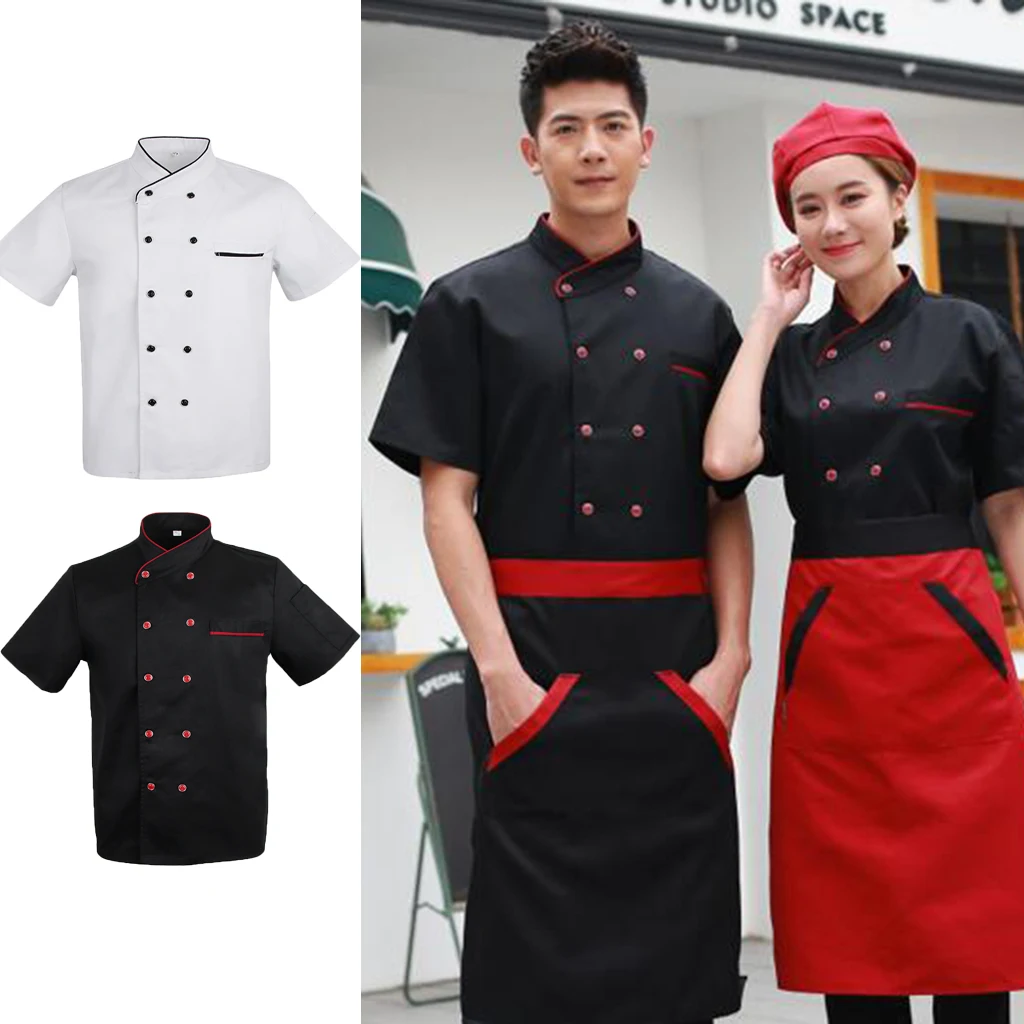 Unisex Adults Chefs Jacket Coat Hotel Kitchen Waiter Uniform Short Sleeved Food Service Cook Workwear Chefs Catering Apparel Unisex Adults Chefs Jacket Coat Hotel Kitchen Waiter Uniform Short Sleeved Food Service Cook Workwear Chefs Catering Apparel