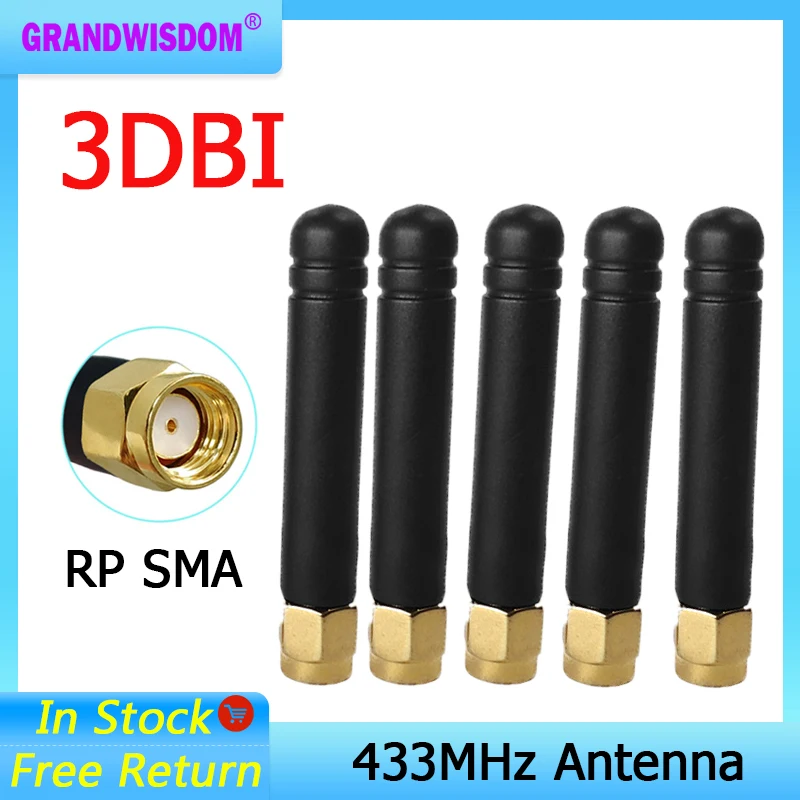 GRANDWISDOM 5/10/20 шт. 433 МГц Антенна 2-3dbi sma мама lora антенна pbx iot модуль lorawan сигнальный