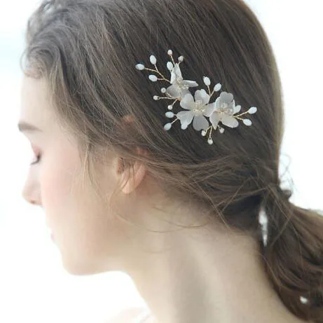 Flower Floral Bridal Hair Pins Clips Gold Pearl Hairpins Handmade Wedding Head Piece Jewelry Women Bride Hair Accessories 3pcs 
Flower Floral Bridal Hair Pins Clips Gold Pearl Hairpins Handmade Wedding Head Piece Jewelry Women Bride Hair Accessories 3pcs